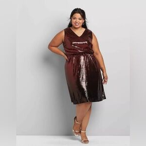 NWOT Lane Bryant Plus Size 20 Fit & Flare Red Shaded Ombre Full Sequin